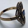 Gold Ring sapphire diamond Art Deco Antique Image 7