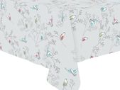 PVC Wipeable Table Cloth - 137 x 200 cm in Rectangle Shape, Grey Bird Design - Waterproof , Heat-Resistant & Polyester Backing Plastic Table Covers Wipe Clean for Party
