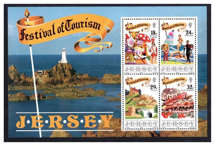 1990 Jersey Festival of Tourism Commemorative Stamp Miniature Sheet Mint Never Hinged (MNH)