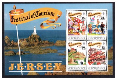 1990 Jersey Festival of Tourism Commemorative Stamp Miniature Sheet Mint Never Hinged (MNH)