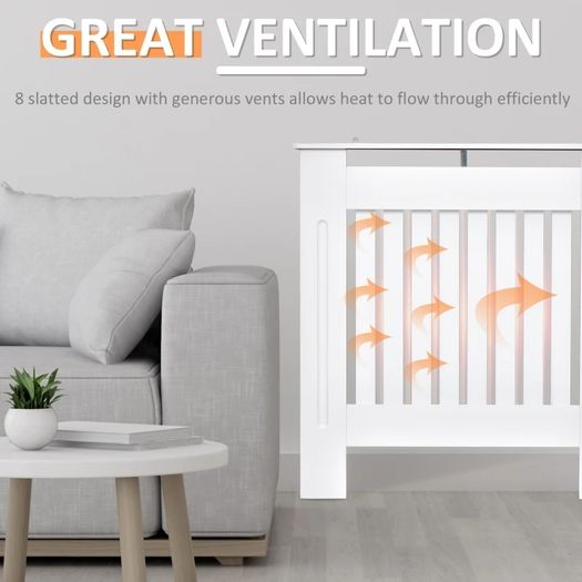 Freestanding Radiator Cover, Vertical Slatted MDF Slim Protective Cabinet Shelving for Radiator, 78L x 19W x 81H