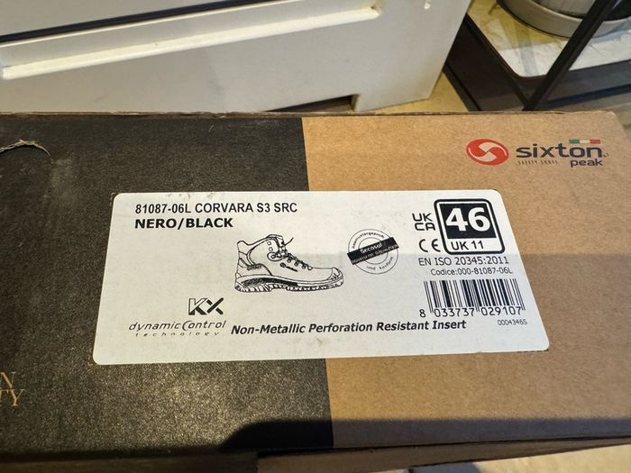 Steel toe safety boots.