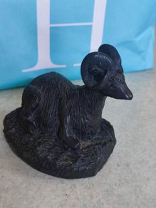 Hand Carved Soapstone Large RAM Sculpture By AARD V ARK. Made In CANADA