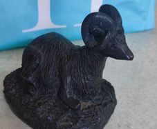 Hand Carved Soapstone Large RAM Sculpture By AARD V ARK. Made In CANADA