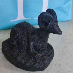 Hand Carved Soapstone Large RAM Sculpture By AARD V ARK. Made In CANADA