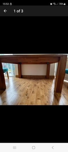 oak , solid table very heavy.  Square . Fits 6
