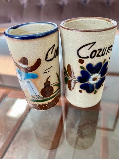 Stoneware Tequila Shot Glasses Tonala Mexico