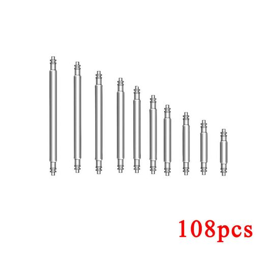 108pcs Stainless Steel Watch Band Spring  Pop Bars Strap Link Pins 8-25mm