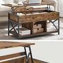 Living Room Table with Lift Top, Coffee Table, Hidden Compartment and Open Compartments, Steel Frame, 50 x 100 x (46.5-62) cm, Vintage Brown and Black Image 5