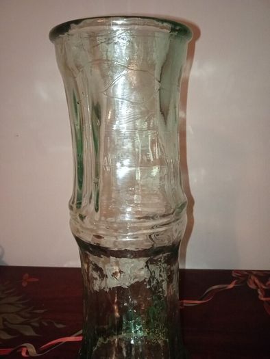 Collectable Bamboo Shaped Large Heavy Vase Green Recycled Glass.