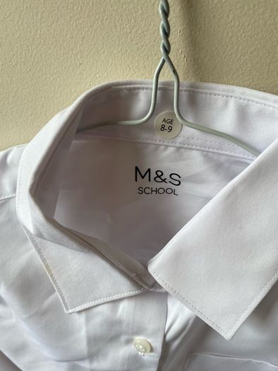 M&S white school shirts (new) age 8-9