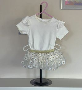 Baby Girls Cream & Gold Tutu Skirt & Top from First Steps Age 0-12 months