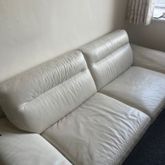 Cream Leather Couch