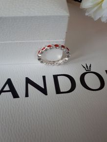 New genuine pandora sterling silver red stackable ring