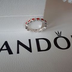 New genuine pandora sterling silver red stackable ring