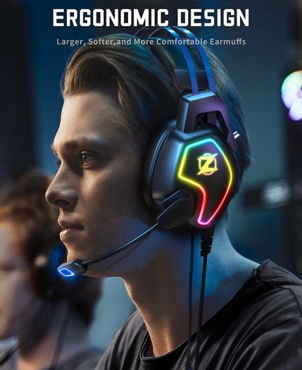 Gaming Headset for PS4 PS5 PC Xbox One Switch, Over Ear Headphones with Surround Sound, Noise Cancelling Mic, Suspension Headband (FREE POSTAGE)
