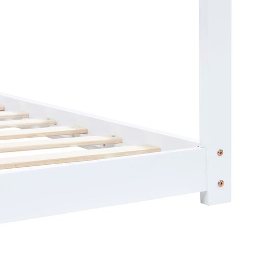 Kids Bed Frame White Solid Pine Wood 80x160 cm