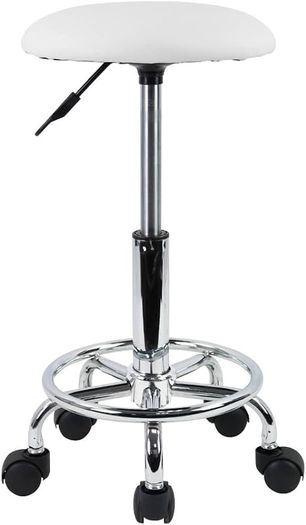 NEW SALE | Swivel Rolling Stool Height Adjustable PU Leather Cushion Salon Vanity Massage Office Stool Chair Small