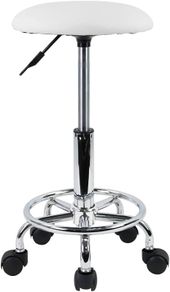 Swivel Rolling Stool Height Adjustable PU Leather Cushion Salon Vanity Massage Office Stool Chair Small