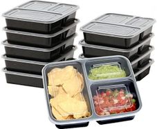 Plastic food box / Takeout Container - 3 sections, 30pcs