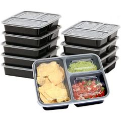 Plastic food box / Takeout Container - 3 sections, 30pcs