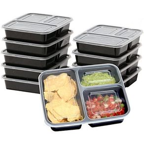 Plastic food box / Takeout Container - 3 sections, 30pcs