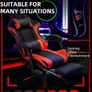 Gaming Chair Ergonomic Computer Chair Office Chair Desk Swivel Chair Adjustable Reclining Footrest Cushion Red Image 3