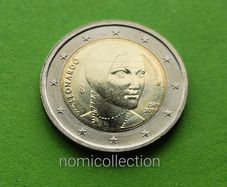 Italy 2019 year Uncirculated 2 Euro coin.
