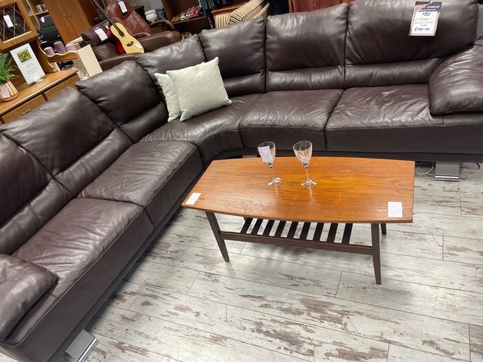 Dark Brown leather Corner Sofa
