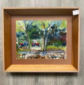 Original oil painting Farm Yard Maam Bridge
