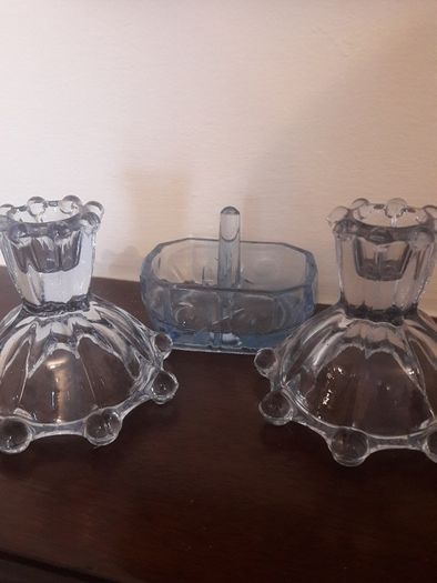 vintage glass dressing table set