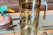 Vintage 1960s French Glass Jug with Decorative Swirling Design
