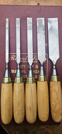 Robert Sorby gilt edge chisel set, boxed