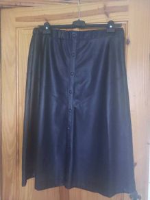 Black leatherette/faux leather skirt (free postage)