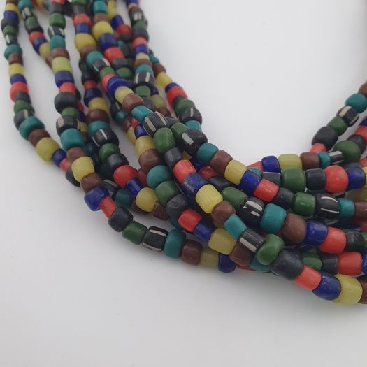 Antique African Style MultiColor 4-5.5mm Glass Beads Necklace Strand