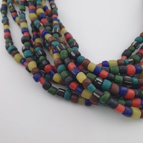Antique African Style MultiColor 4-5.5mm Glass Beads Necklace Strand