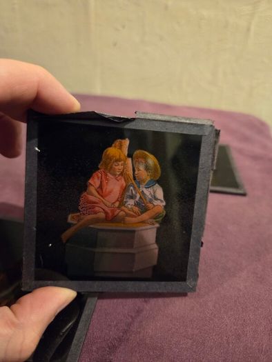 3 Antique Magic Lantern Glass Slides