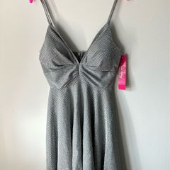 Silver glitter mini dress