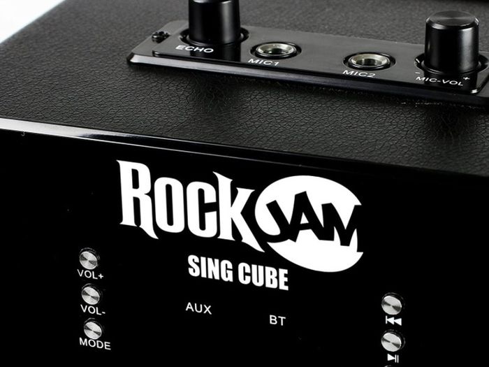 Singcube 5-Watt Rechargeable Bluetooth Karaoke Machine with Two Microphones, Voice Changing Effects & LED Lights, Black (FREE POSTAGE)