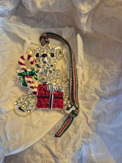 2019 Newbridge Silverware Christmas Bear Ornament, Silver Plated, Mint Condition, Original Packaging