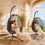Hanging Egg Chair with Stand  Foldable Poly Rattan Swing Chair with Cushions Image 4