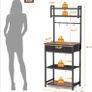 Coffee Bar Station, 6-Tier Coffee Stand with Storage and Drawers, Kitchen Corner Bakers Rack Microwave Stand with Metal Wire Panel & Hooks, Utility Storage Shelf for Small Spaces, Living Room Image 2