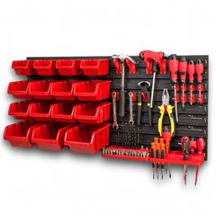 33pcs Wall Mounted Storage Bin Organiser Set With Holder + Hooks