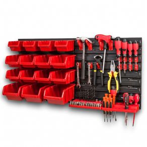 33pcs Wall Mounted Storage Bin Organiser Set With Holder + Hooks