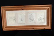 Framed EH Shepard Classic Winnie the Pooh Pencil Sketch Prints (64 x 30cm)