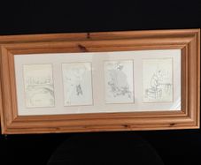 Framed EH Shepard Classic Winnie the Pooh Pencil Sketch Prints (64 x 30cm)