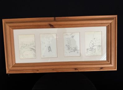 Framed EH Shepard Classic Winnie the Pooh Pencil Sketch Prints (64 x 30cm)