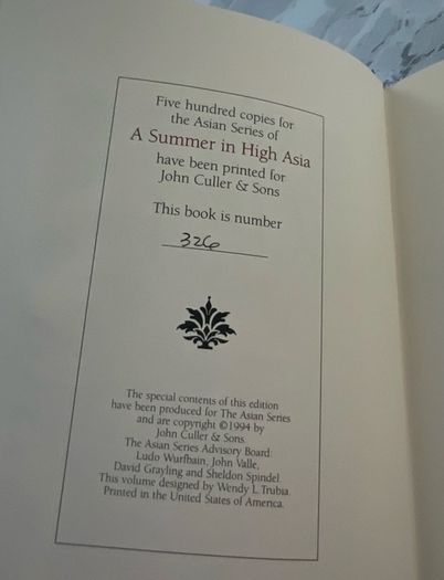 A Summer in High Asia - Capt F.E.S. Adair (John Culler Deluxe Ltd Ed 324 /500 with Slipcase)