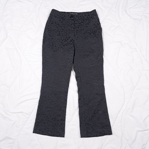 Mint Velvet Black Subtle Leopard Jacquard Print Flare Leg Trousers Pants 8UK/36EU