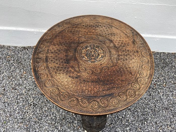 A Superb late 19th Century Indian Carved Hardwood Elephant Occasional / Side Table